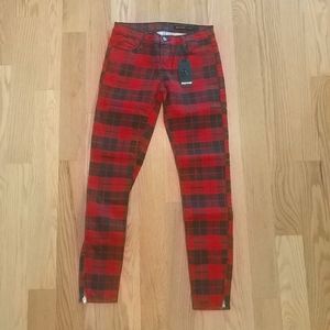 NEW Black Orchid Buffalo Plaid Skinny Jeans 26